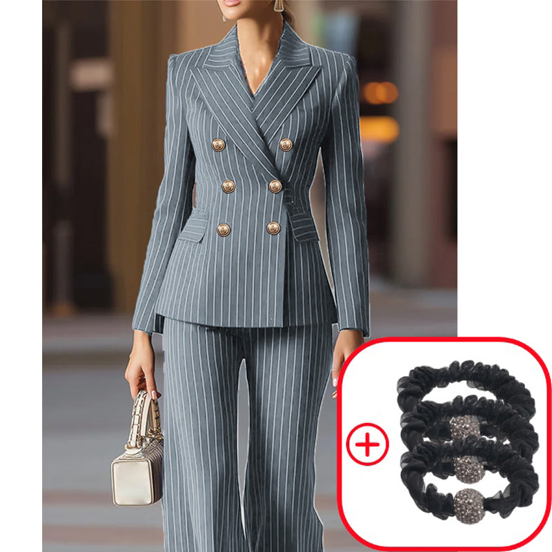 Over 20k+Sold🔥Women's Pinstripe Double-Breasted Suit Set