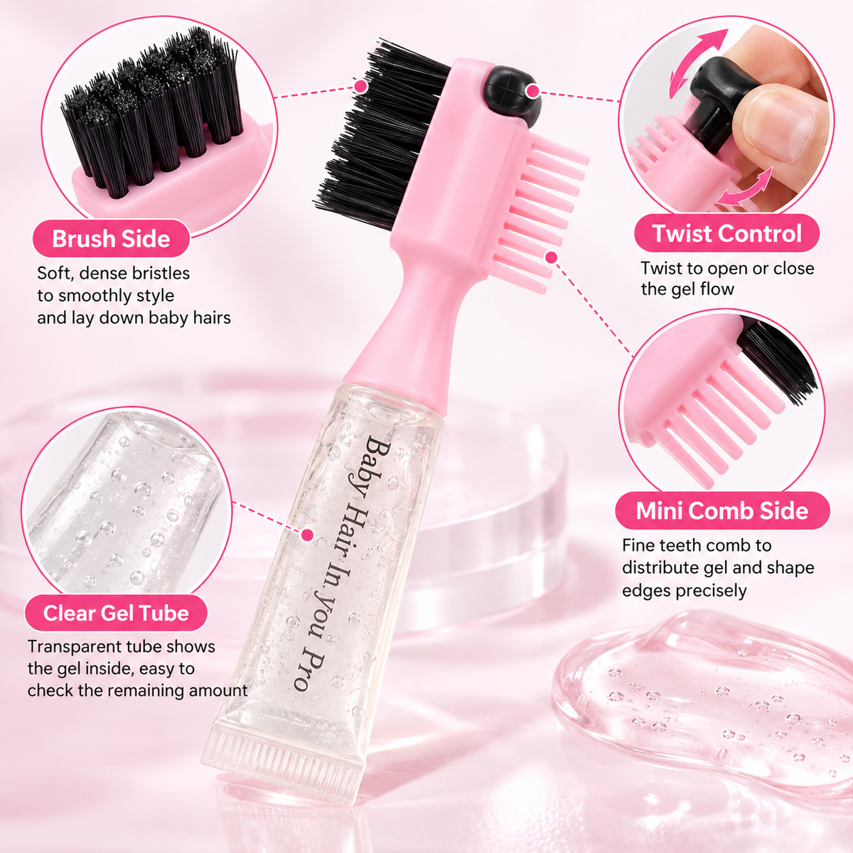 Smooth Edges Instantly! Brush-In Edge Control Gel Kit