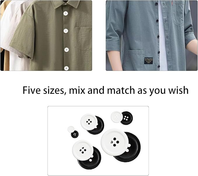160 pcs Buttons for Crafts Buttons(White & Black)