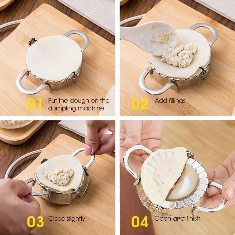 Shape Dumplings Instantly! No-Stick Stainless Mold & Dough Cutter