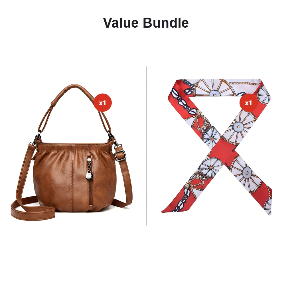 🔥Casual Pleated Bucket Soft Leather Handbag Shoulder Bag