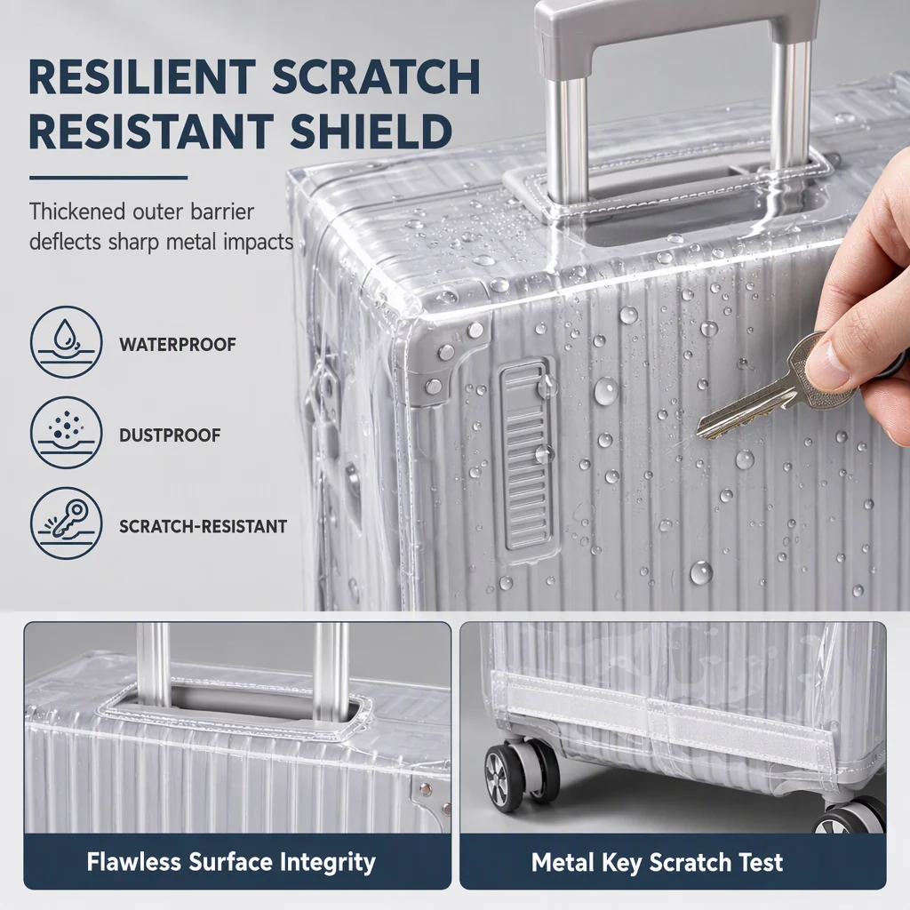 Protect Luggage Instantly! Clear PVC Suitcase Cover