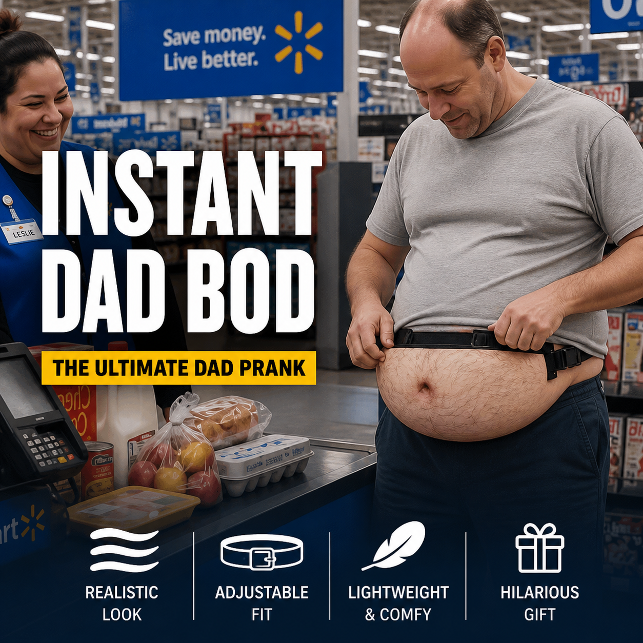 Prank Any Party Instantly! No-Fade Realistic Dad Bod Waist Bag