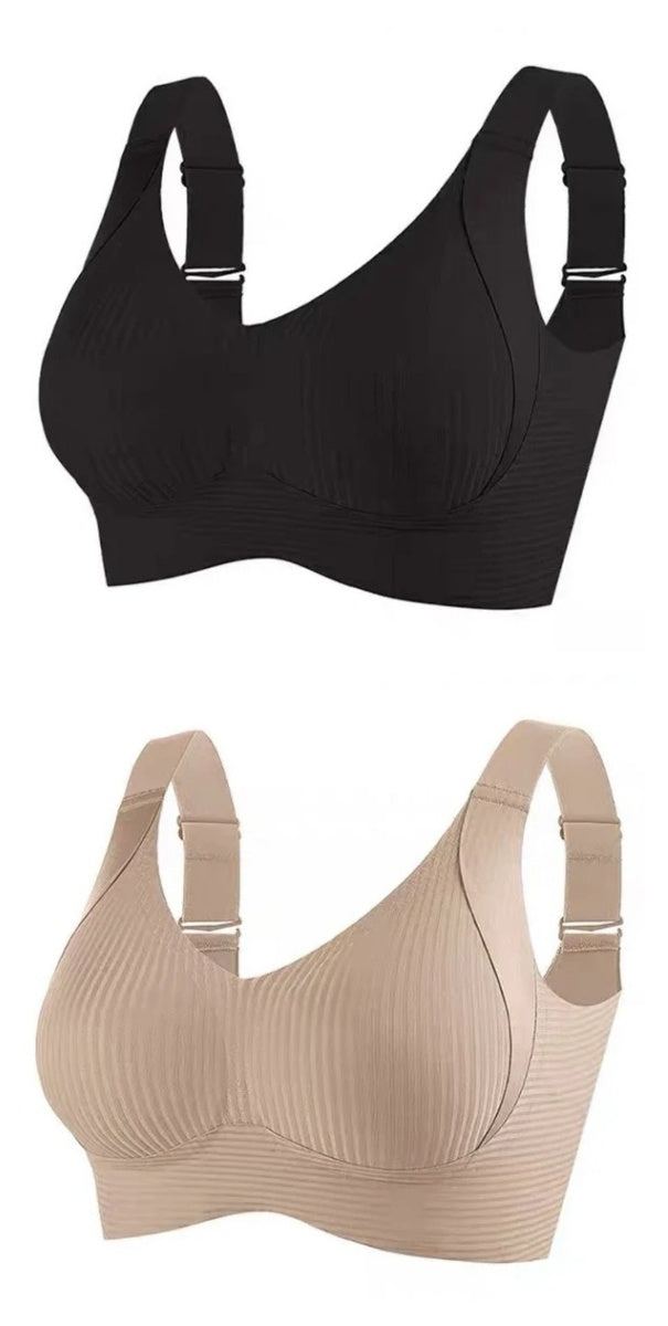 💕 Buy More Save More 💕 Subtle Striped Seamless Bra with W-Support – Comfort & Style!