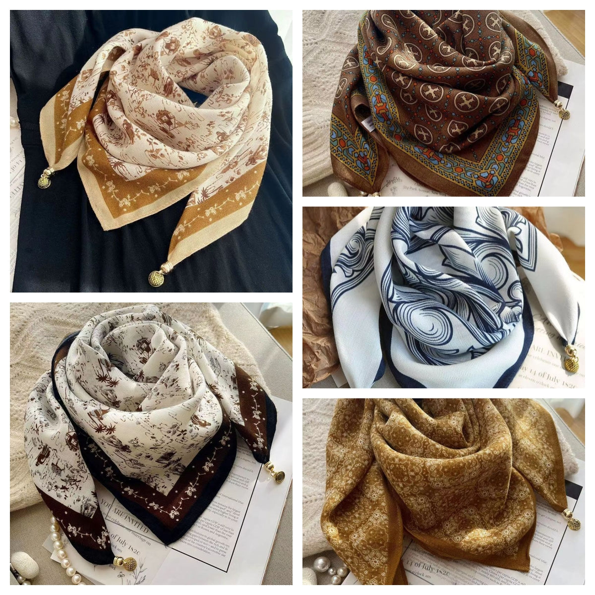 Women's Elegant Scarf with Magnetic Pendant Closure