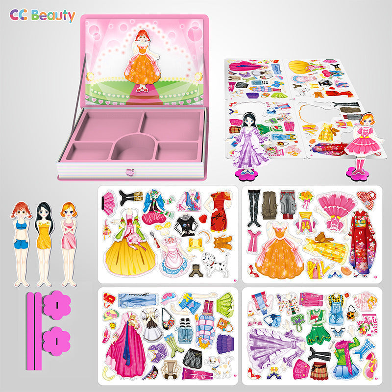 Dress Up Instantly! No-Screen Magnetic Princess Doll Set