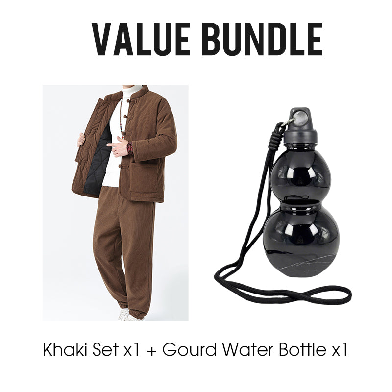 Men's Retro Tang Suit Winter Thickened Jacket and Pants Set