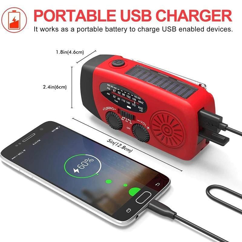 Stay Connected Off-Grid Instantly! Solar Hand Crank Radio & Power Bank