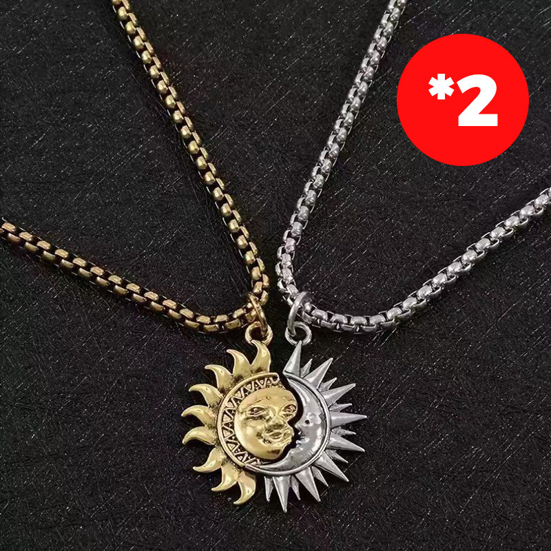🌞 50% OFF NOW! 🌙 Sun & Moon Pendant Necklace Set – Symbolic Couple Jewelry, Asymmetrical Design & Meaningful Gift ✨