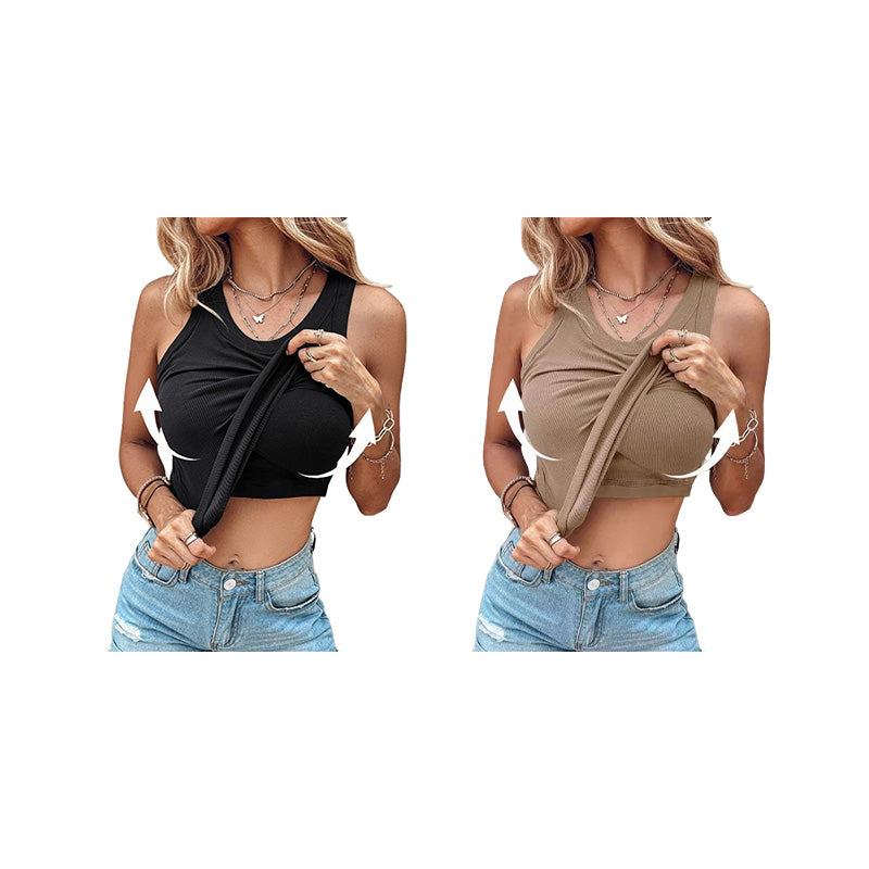 Women's Ribbed Tank Top with Shelf Bra
