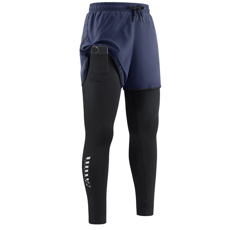 🏃♂️ 50% OFF NOW!💨 Men's 2-in-1 Running Tights with Shorts – Compression & Quick-Dry – Sports Leggings with Phone Pocket 📱