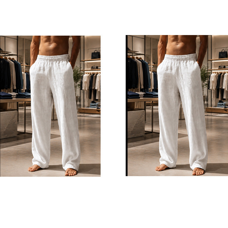 Breathable Straight-Leg Pants – Elastic Waist, Cool & Dry
