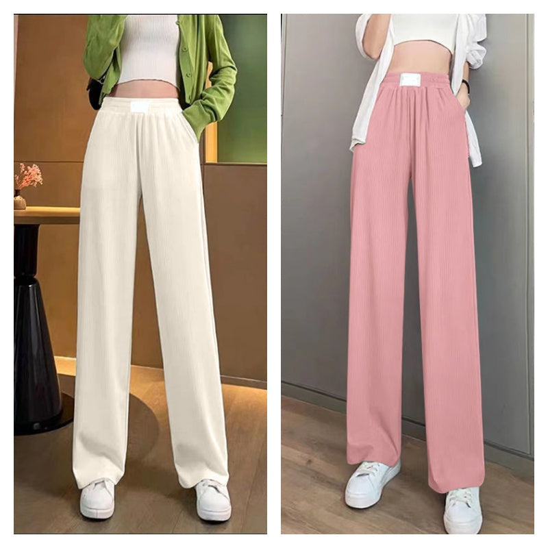 Cooling Ice-Silk Wide-Leg Pants – High-Waist Flattering Fit