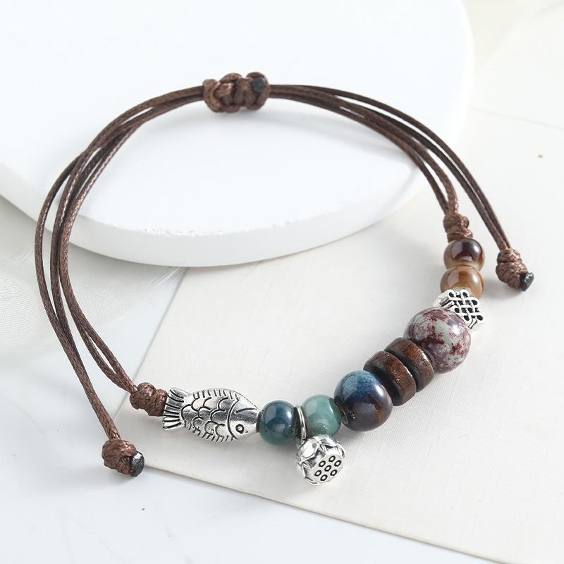 Adjustable Ethnic Style Ceramic Beaded Bracelet