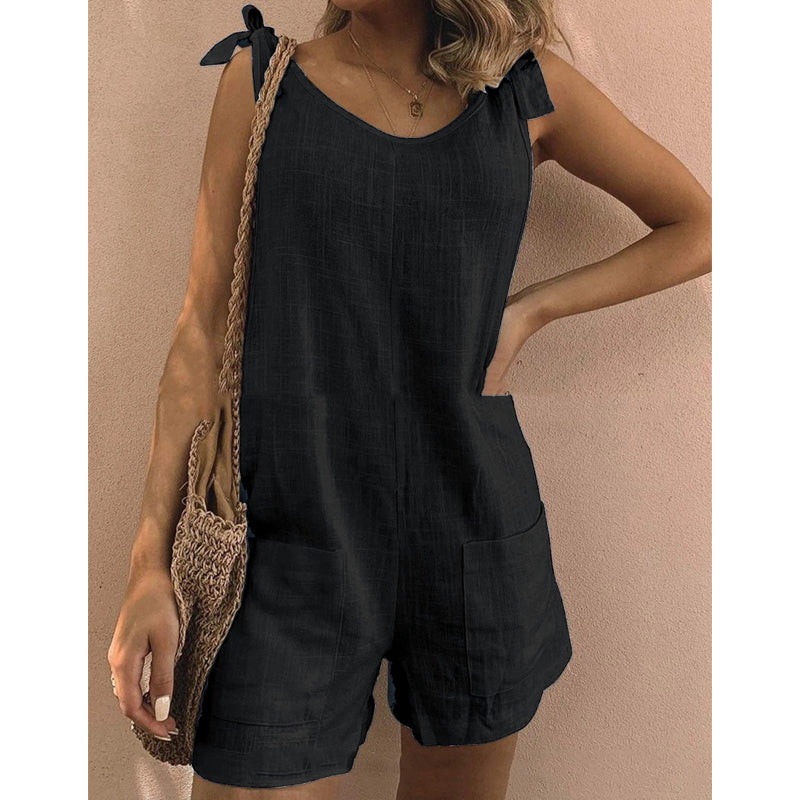 Breathable Sleeveless Romper – Adjustable Straps & Pockets