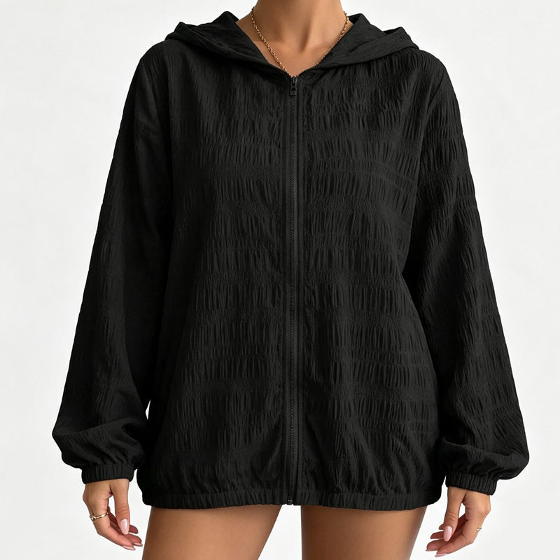 Lightweight Zip-Up Hoodie – Breathable & Wrinkle-Resistant Fit