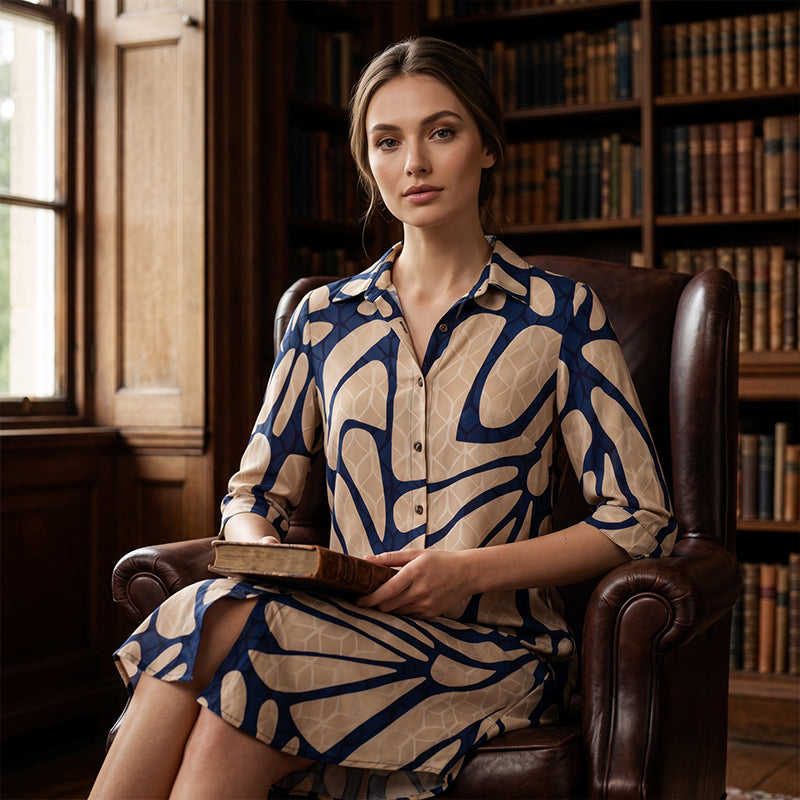 Geometric Print Dress – Breathable & Effortless Loose Fit