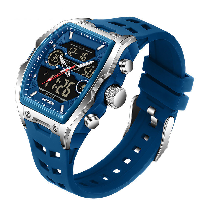 Track Time & Train Instantly! 5ATM Dual-Display Sports Watch