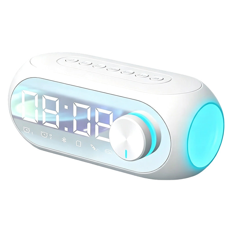 🔊50% OFF NOW! Multi‑Functional Portable Bluetooth Wireless Speaker‑ S8 Mirror Digital Alarm Clock Speaker, 360° Surround Sound Bedside Speaker with Dual Alarm & HD Mirror Display