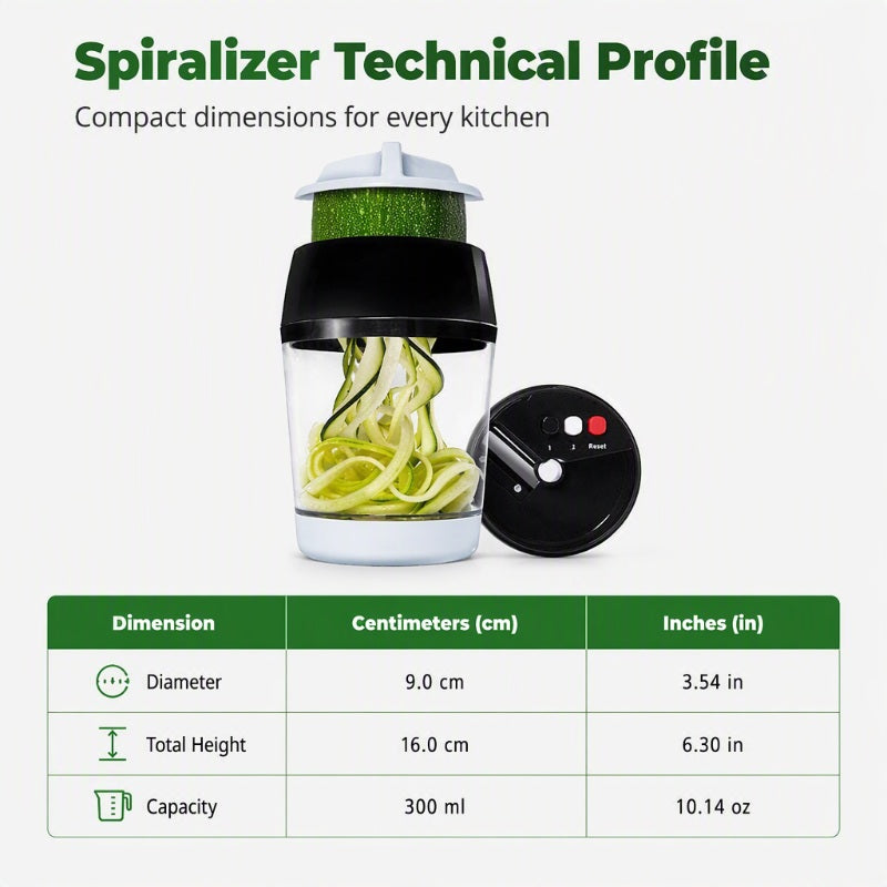 Spiral Any Veggie Instantly! No-Slip 4-in-1 Storage Slicer