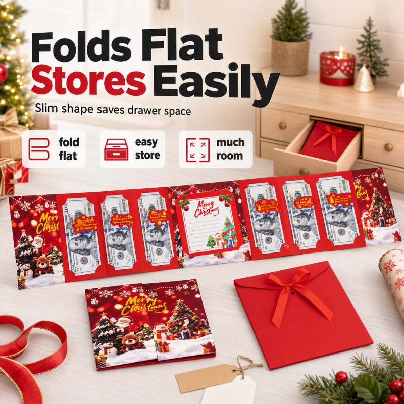 Give Cash Gifts Instantly! Festive Foldout Christmas Money Holder