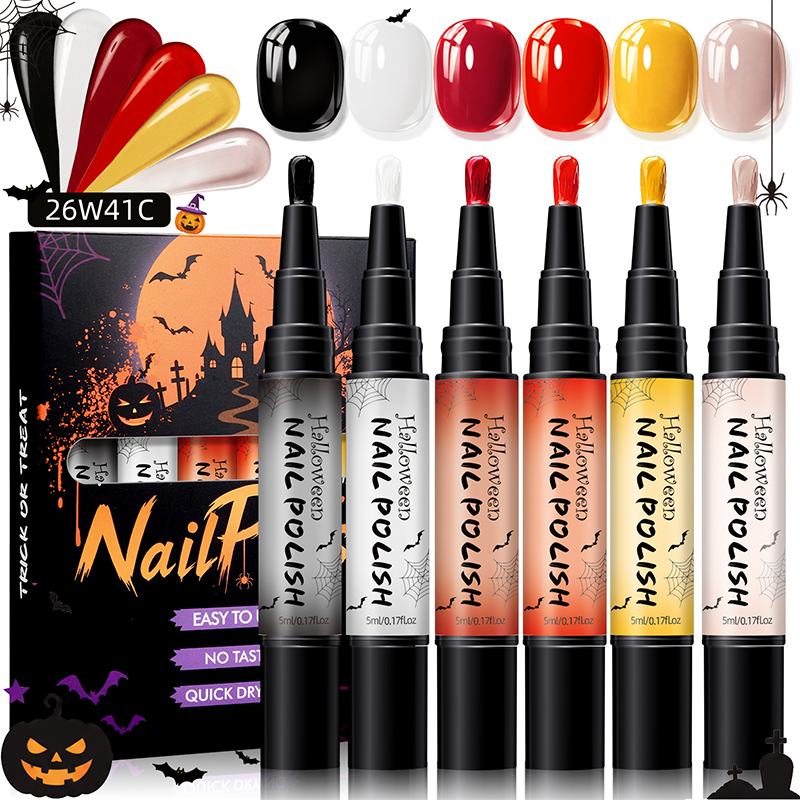 Paint Spooky Nails Instantly! No-Lamp Quick-Dry Halloween Pens