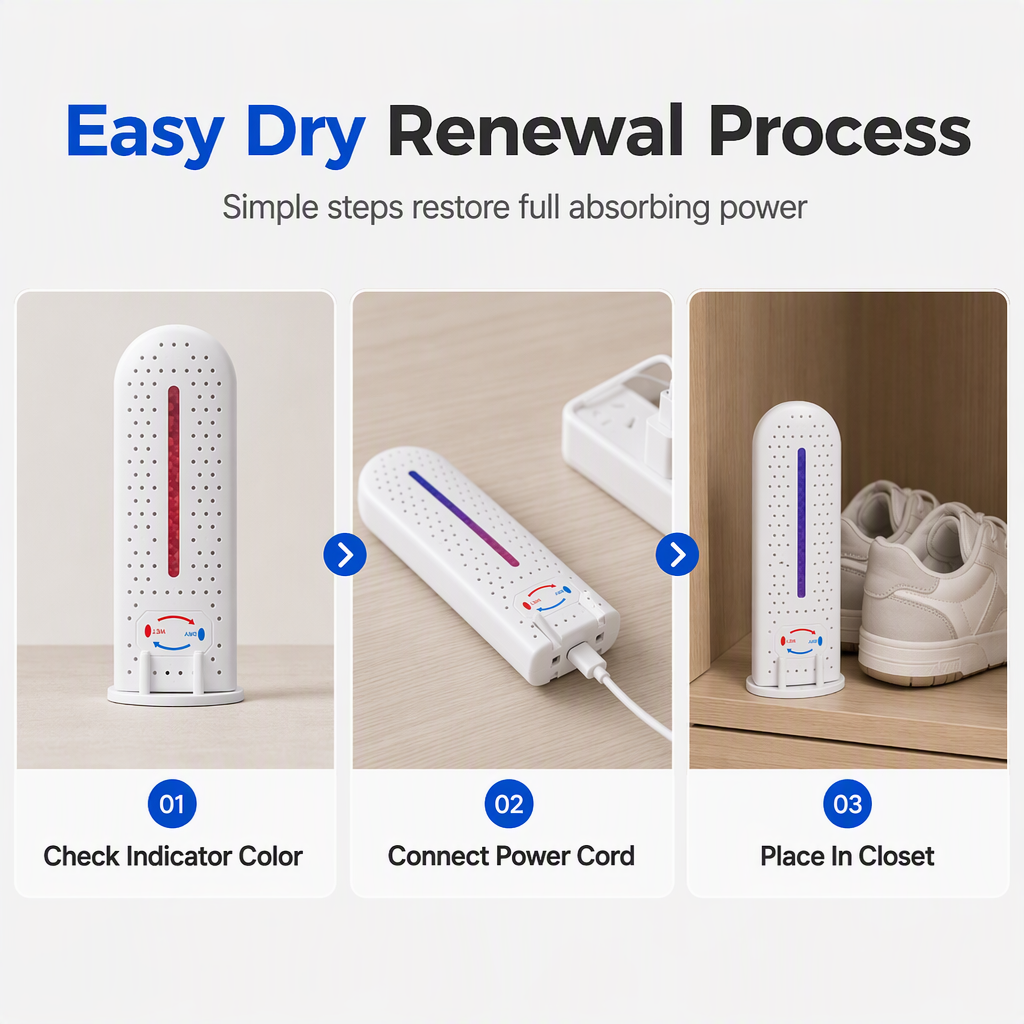 Stop Musty Odors Instantly! Reusable Mini USB Dehumidifier