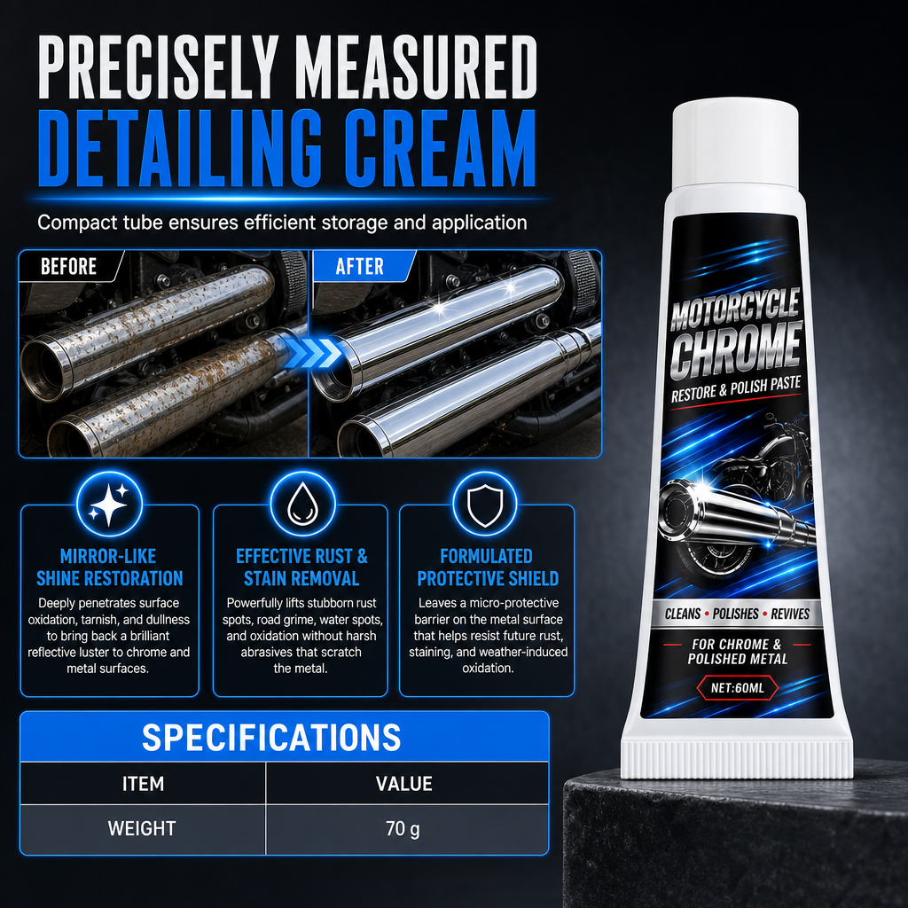 Restore Chrome Shine Instantly! Metal Polishing Paste