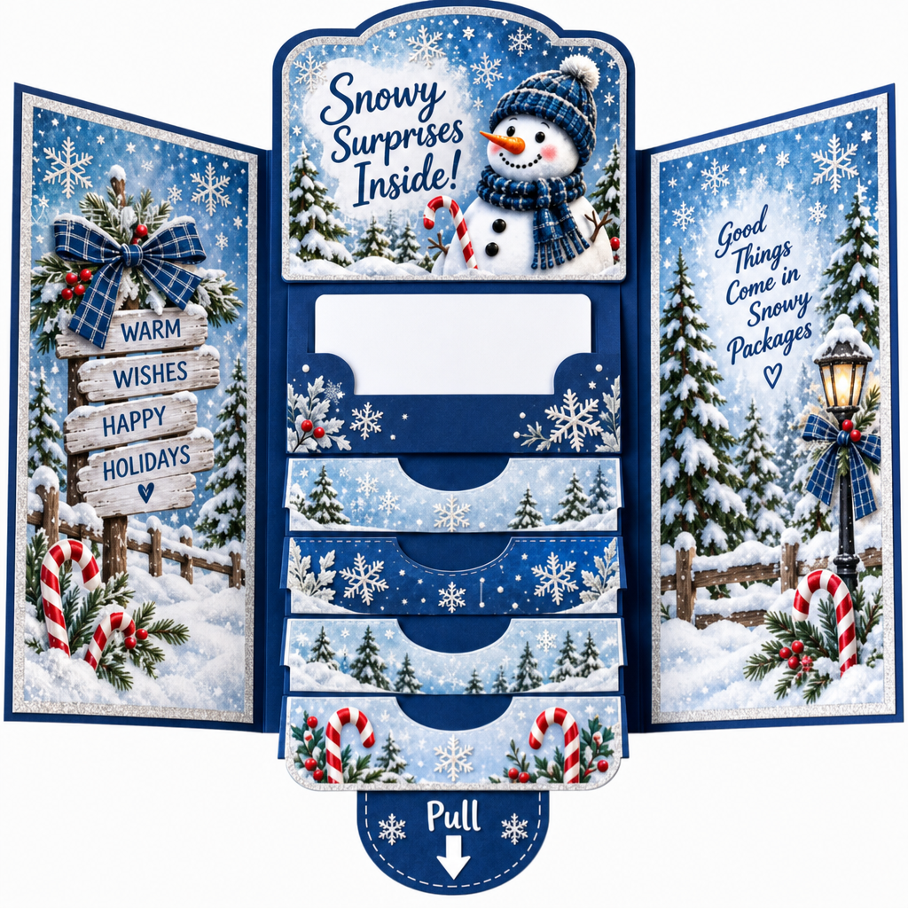 Reveal 3D Holiday Magic Instantly! Sliding Pop-Up Christmas Cards
