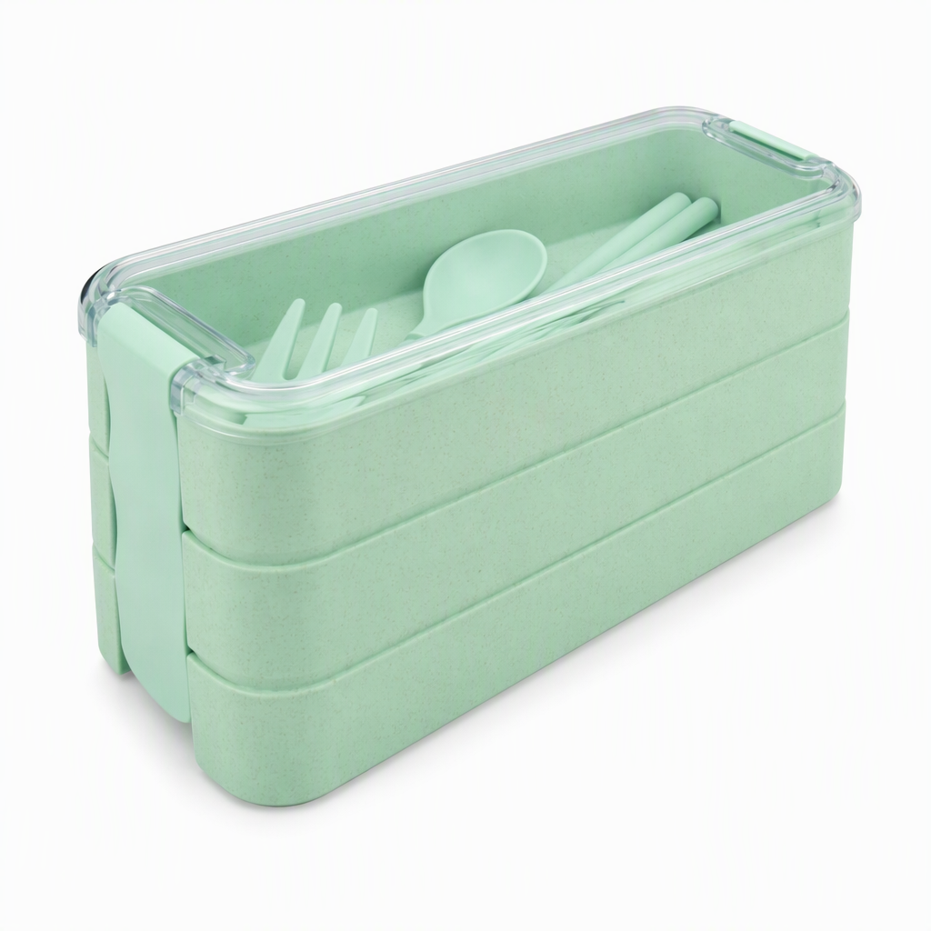 Pack Fresh Meals Instantly! 3-Layer Bento Lunch Box with Cutlery