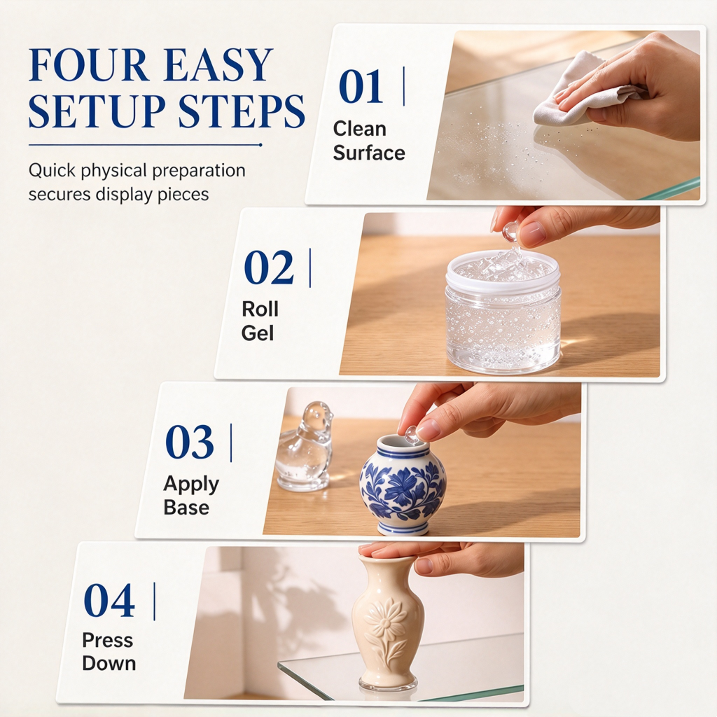 Secure Collectibles Instantly! Reusable Clear Museum Gel
