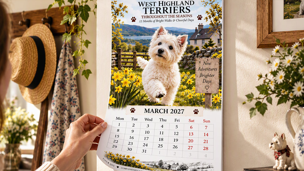 Add Westie Charm Instantly! 2027 Westie Wall Calendar