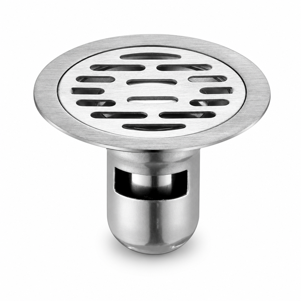 Brushed Stainless Steel Round Floor Drain with Deodorizing Core for Bathroom and Washing Machine