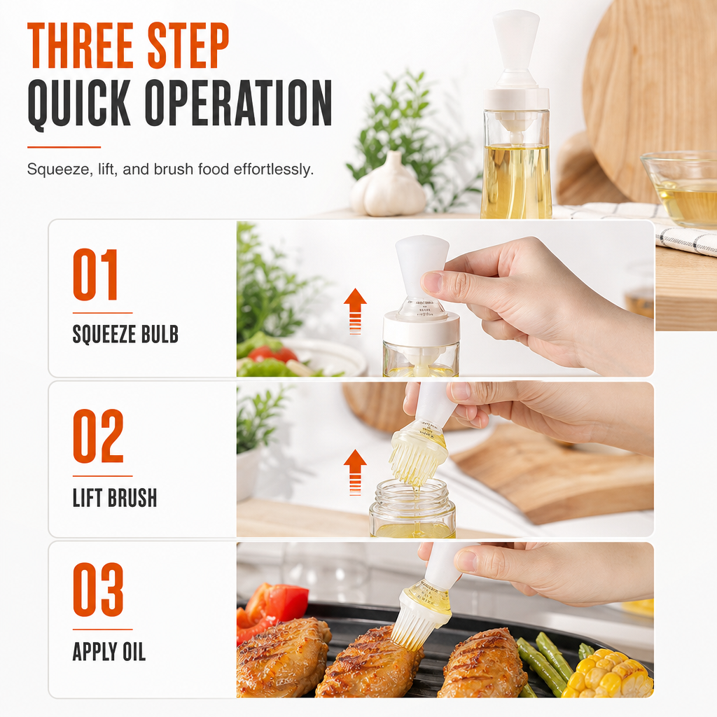 Brush Oil Precisely Instantly! Squeeze Measure Oil Bottle