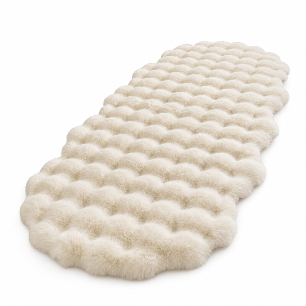 Step Onto Warmth Instantly! Soft Dense Plush Bubble Bedside Rug