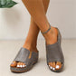 2023 Women's Casual Summer Daily Comfort Slip On Solid Color Leather Sandals