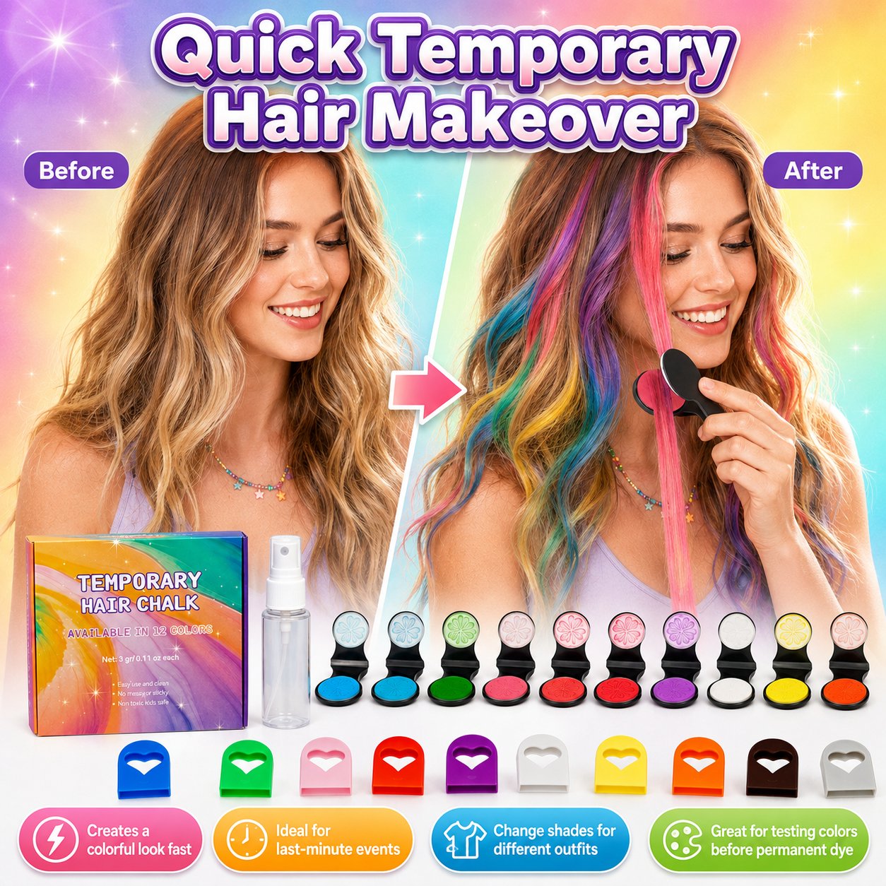 Hair Chalk – 12 Shades, Zero Commitment