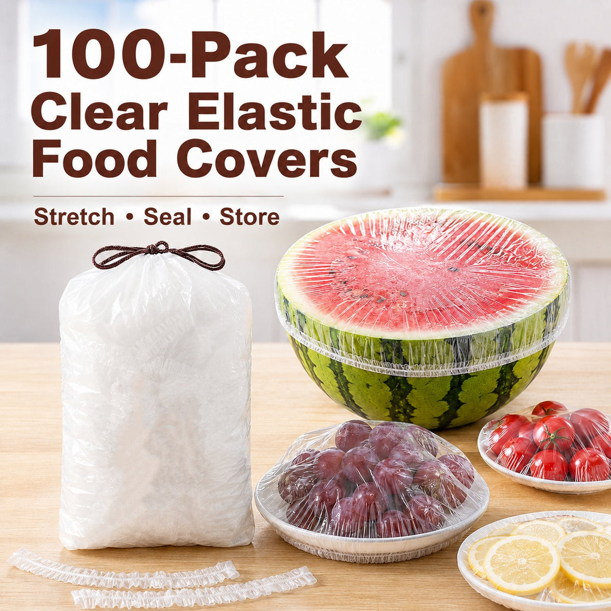 Cover Food Instantly! No-Tear Clear Stretch Elastic Lids