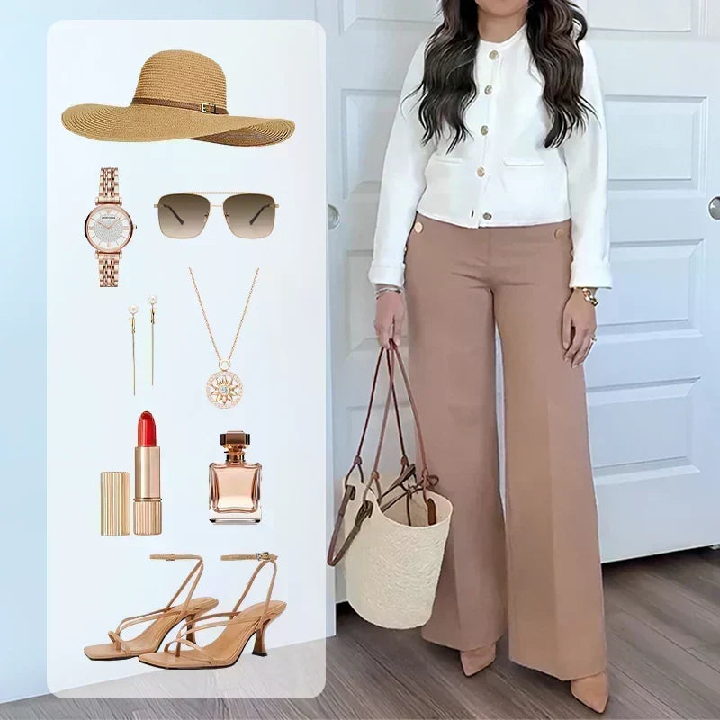 Flatter Your Waist Instantly! No-Zip Tummy-Control Wide-Leg Pants