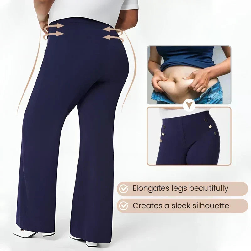 Flatter Your Waist Instantly! No-Zip Tummy-Control Wide-Leg Pants