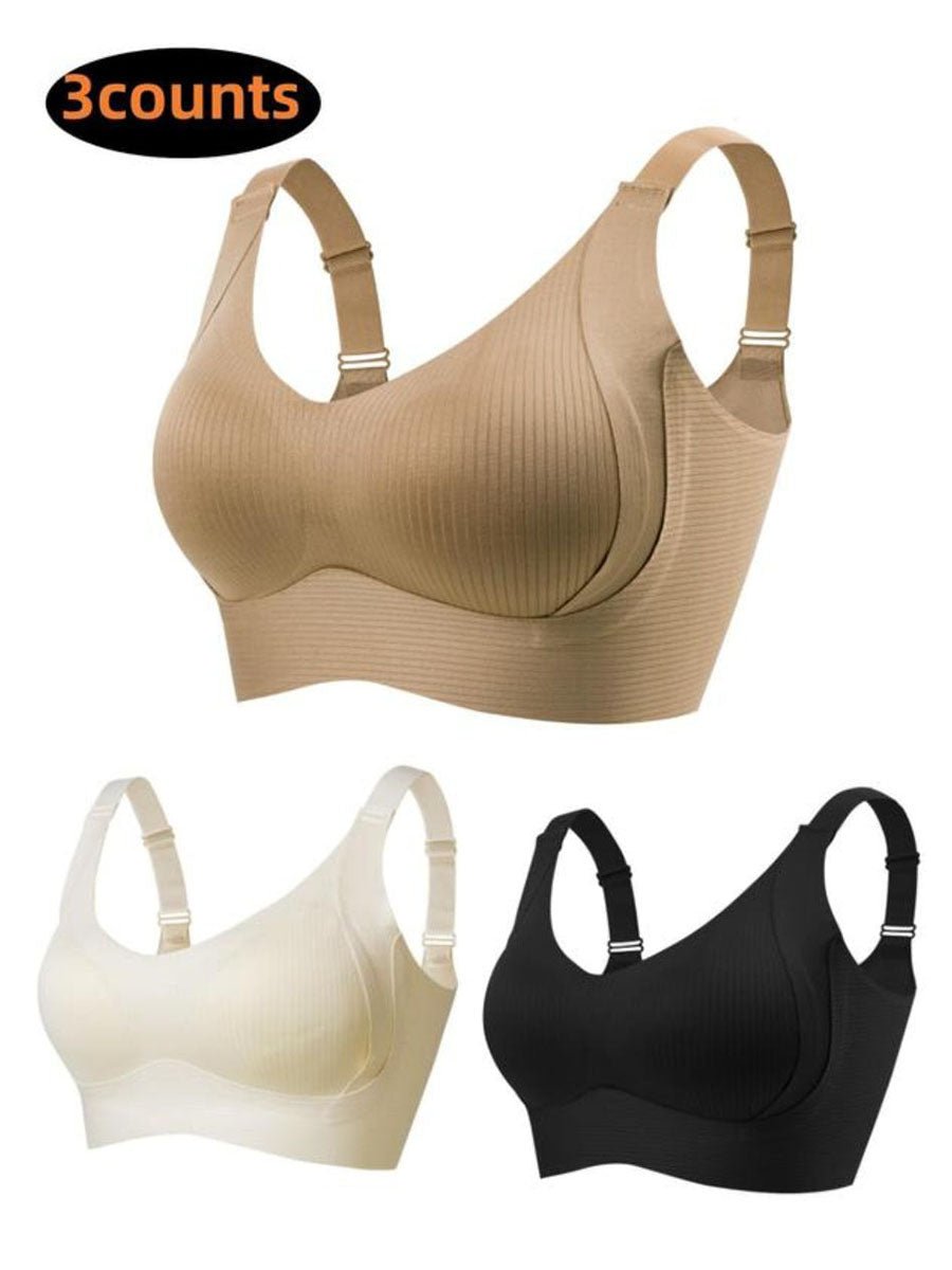 💕 Buy More Save More 💕 Subtle Striped Seamless Bra with W-Support – Comfort & Style!