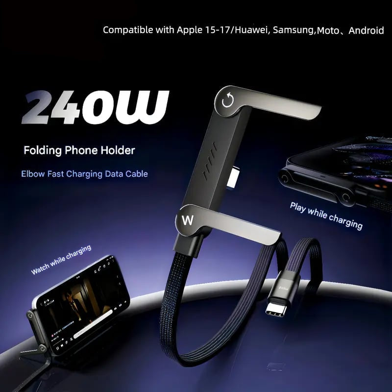 Charge & View Instantly! No-Slip 240W Foldable Stand Cable
