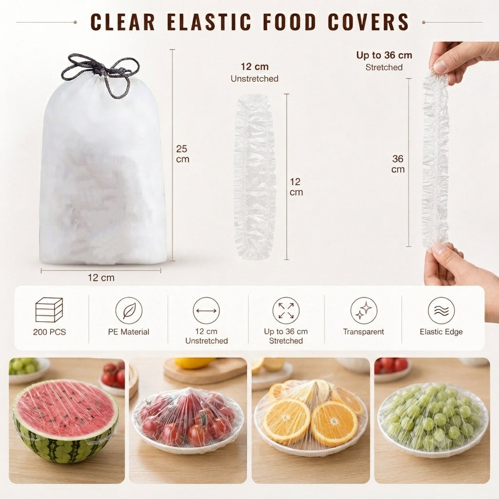 Cover Food Instantly! No-Tear Clear Stretch Elastic Lids