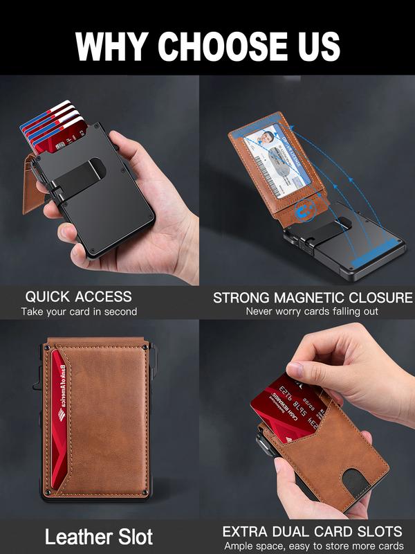 RFID Slim Pop-Up Wallet – AirTag Ready & Magnetic Close