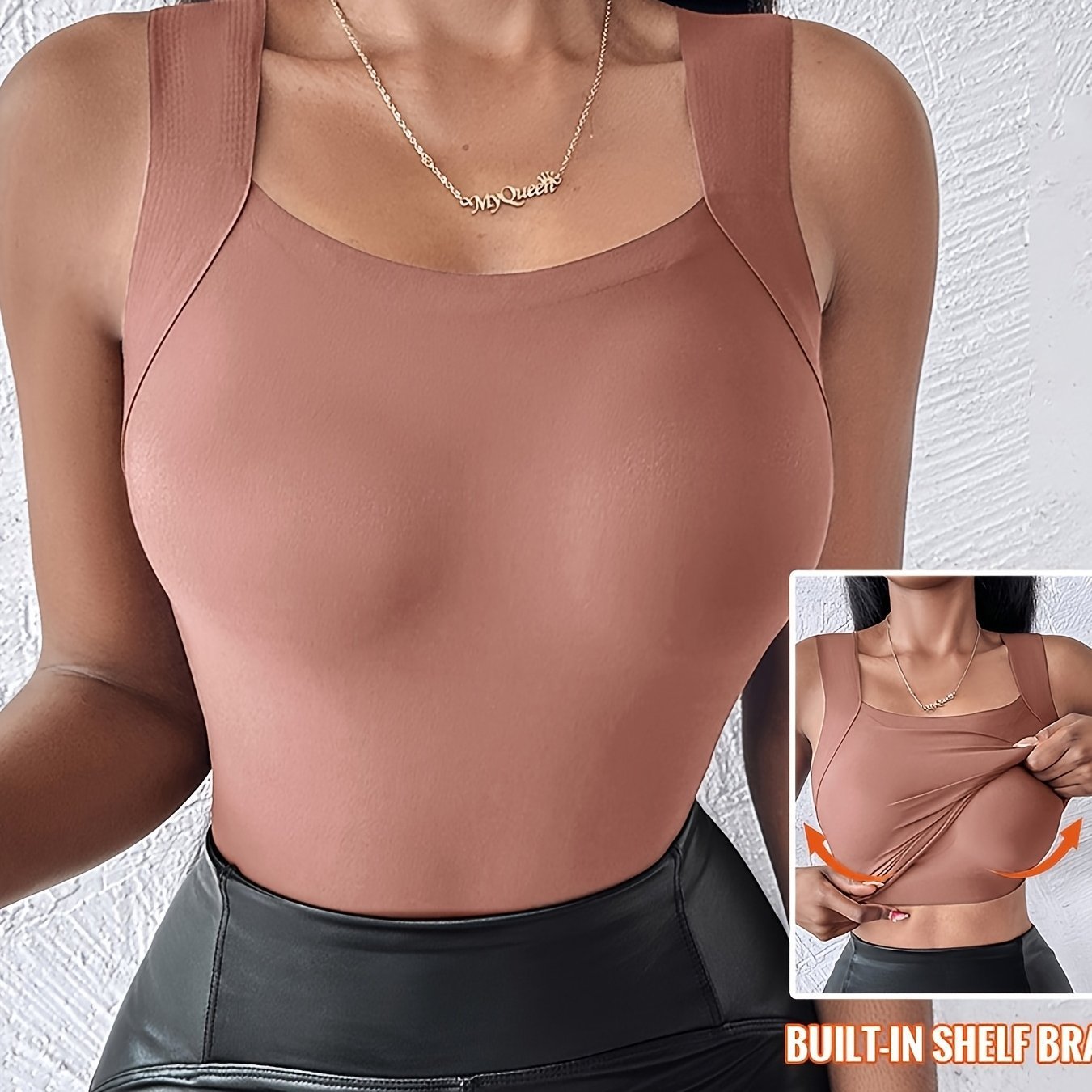 🔥Year-End Clearance Sale 50% OFF🔥Women's U Neck Thermal Tank Tops with Built-In Bra