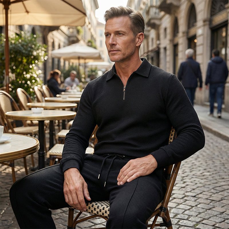 💥 Men’s Waffle Knit Sweatshirt & Straight-Leg Pants Set – Cozy, Breathable & Effortlessly Stylish 👕👖