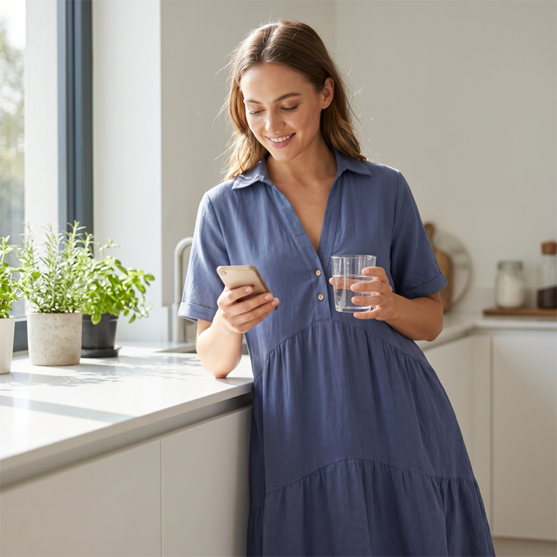 Cotton-Linen A-Line Dress – Breathable, Everyday Chic