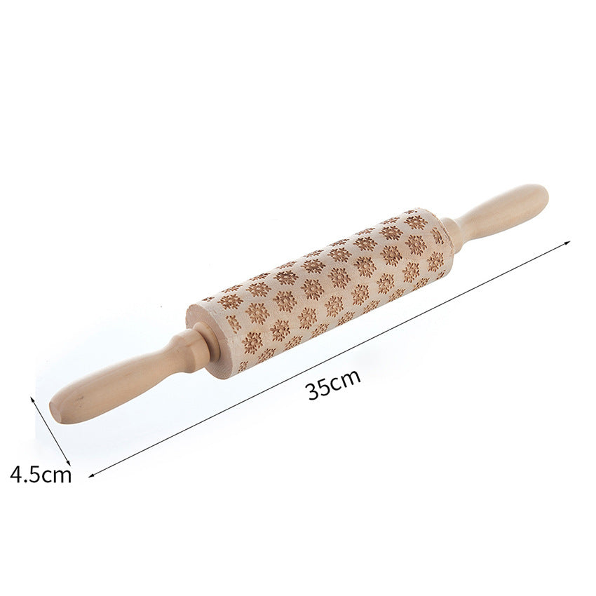 Stamp Cookies Instantly! No-Stick Engraved Beech Rolling Pin