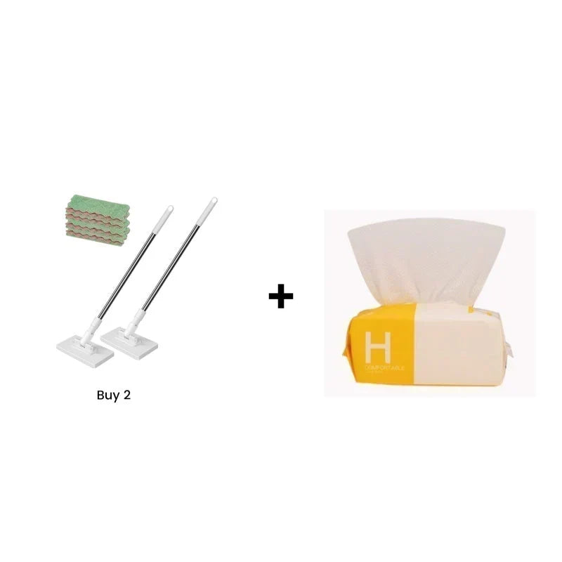 ⏳Time-Limited Special⏰Extendable Telescopic Disposable Flat Clip Mop, 360° Swivel Lightweight Floor Mop -✨Multi-purpose Cleaner for Hardwood, Tile, Kitchen & Bathroom