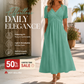 V-Neck Short Sleeve Dress – Flowy Fit, Timeless Charm